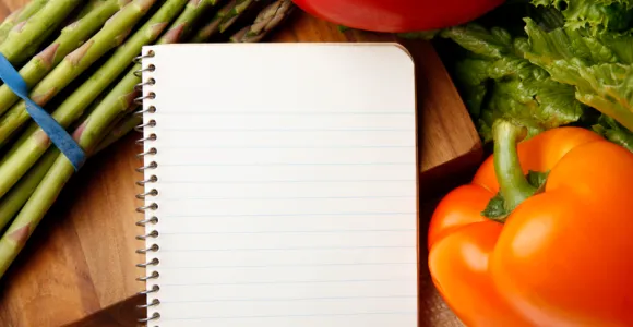 Notitieblok met groenten gezond eten