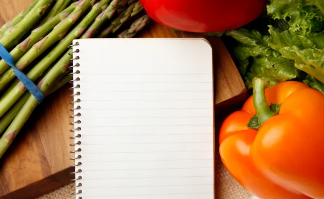 Notitieblok met groenten gezond eten